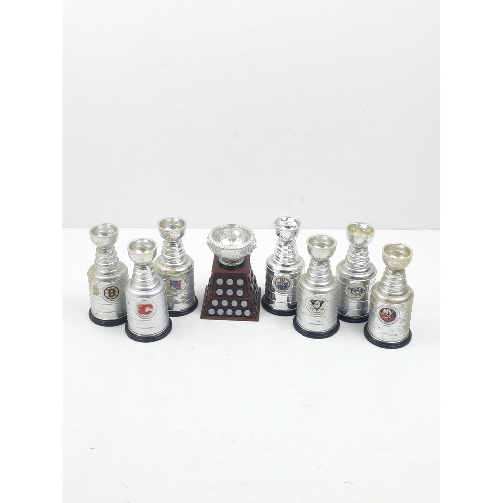 Lot of 9 NHL Hockey‎ Trophy Miniatures Stanley Cup Boston Rangers Oilers Flames